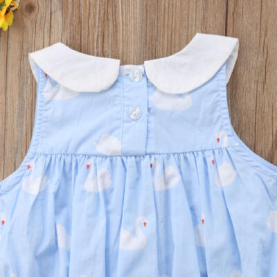 

Newborn Infant Baby Kids Girl Swan Print Romper Jumpsuit Sunsuit Summer Clothes