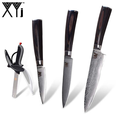 

XYj VG10 Core Kitchen knife Top Grade Japanese Damascus Steel Pattern Cooking Knife And Clever Scissor