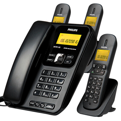 

Philips PHILIPS DCTG182 one drag three one drag three pairs of hands-free internal call cordless telephone landline phone machine mother child phone landline black