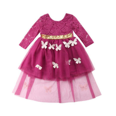 

UK Princess Baby Girls Kid Lace Bridemaid Wedding Party Ball Gown Dress Sundress