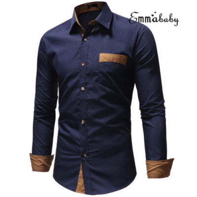 

Men Luxury Stylish Casual Dress Fit Shirt Casual Long Sleeve Formal Shirt US