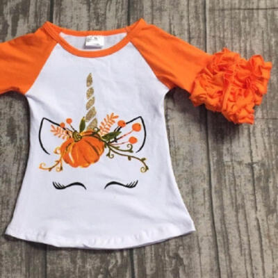 

Fashion Halloween Kids Baby Girl Cotton Unicorn Tops Long Sleeve T-shirt Clothes