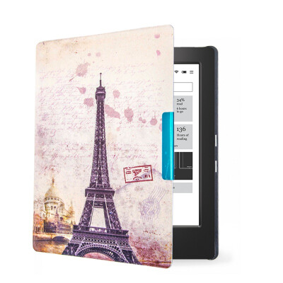 

Van Gogh Design leather cover case Lighted Slim Leather Cover for 2014 kobo aura h2o 6.8'' ereader smart cover case