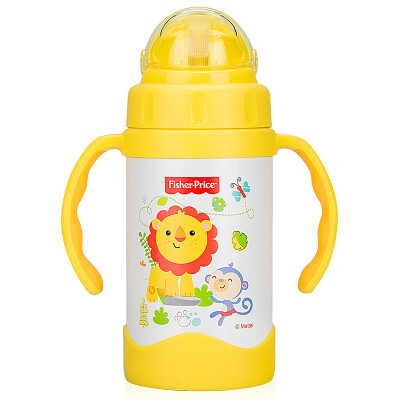 

Fisher-Price кружки Детская вакуумная трубка производитель мужского и женского пола ребенка двойная ручка чашки воды из нержавеющей стали 300ML желтый