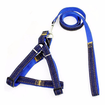 

Dog Harness Leash Set Heavy Duty Denim Dog Leash Collar 1 Set
