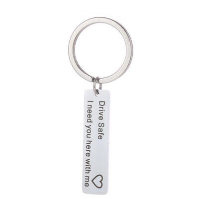 

UK 1pc "Drive Safe Love You Babe" Hand Stamped Couple Keychain Keyring Gifts