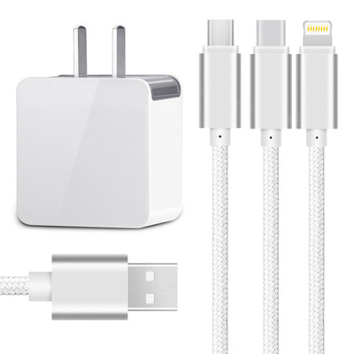 

Capshi Phone Charger 2A Triple Apple Andrews Type-c Data Cable Set 12m Silver iPhone6s 7Plus Huawei P9 Glory 8 Millet 5 Le as oppo