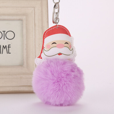 

Cute Christmas Gift Santa Keychain for Women Pom Pom Ball Keychains