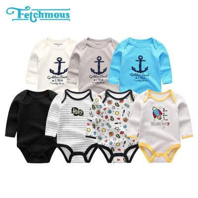 

7PCSLot Unicorn Full Sleeve Newborn Baby Girls Clothes Rompers Babywear Bodysuists One Pieces Baby Boys Clothes Cotton O-Neck