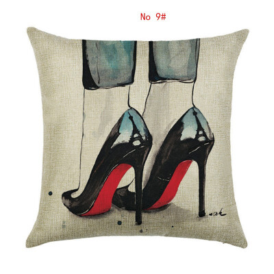 

Cushion cover 45cm45cm Womens shoes&cosmetics linencotton pillow case sofa cushion case square decorative pillow cover
