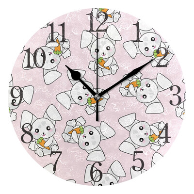 

Wall Clock Arabic Numerals Design Rabbit And Carrot Round