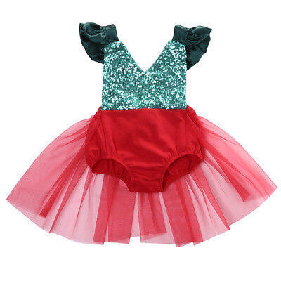 

Newborn Infant Baby Girl Romper Tulle Tutu Jumpsuit Sunsuit Xmas Outfits Clothes