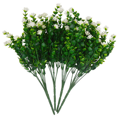 

UpperX Artificial Flower Greenery Plants for Home Kitchen Dining Room Hanging Planter Garden4 BundlesGreen white