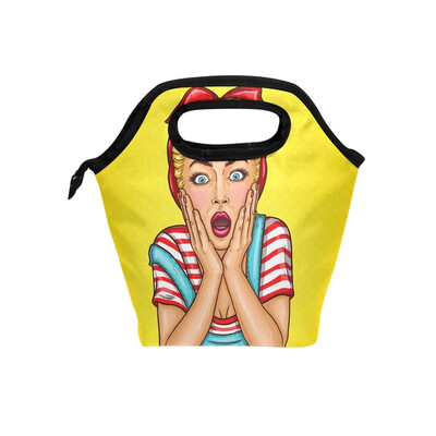 

Lunch Bag Tote Bag Red Lips Girl Travel Picnic Organizer Lunch Holder Handbags Lunch Bag Box
