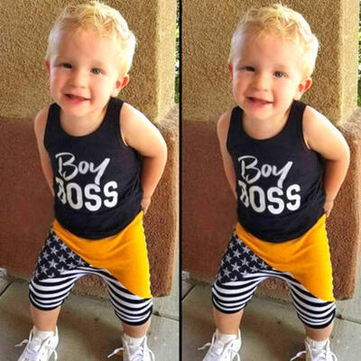 

Striped Kids Baby Boys Vest Tops T-shirt Harem Pants Leggings Outfits Clothes US
