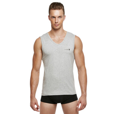 

PLAYBOY Playboy 7540 Men&39s Vest V-neck Male Vest Low-collar Elastic Cotton Lycra Sport Vest Gray XXL