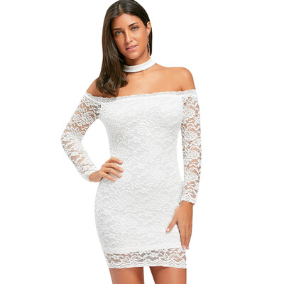 

Off The Shoulder Lace Choker Bodycon Dress