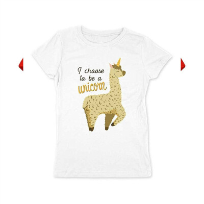 

I Choose to be a Unicorn Funny Llama - Kids Youth Young Girls Slim Fit Shirt