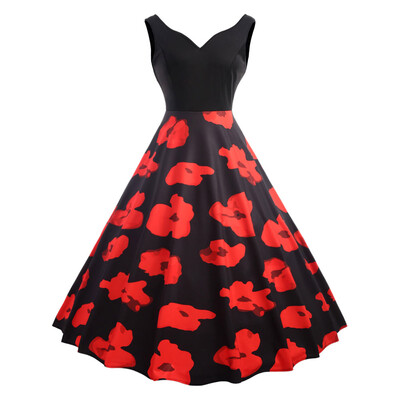 

Vintage Floral Printed Pin Up Dress
