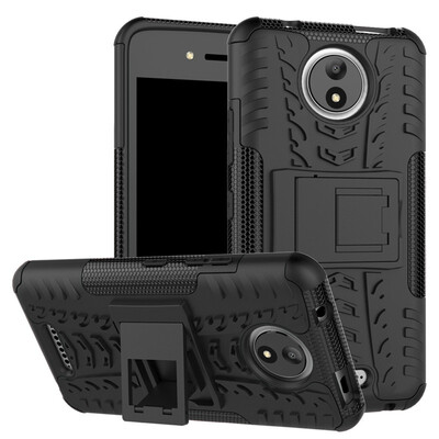 

Fivice Motorola Moto C Case TPU anti-fall tire pattern back clip bracket phone case