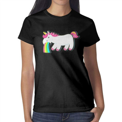 

Cartoon Unicorns Fart Rainbows Womens Black t Shirts Novelty Womens Ladies Cotton Tshirts