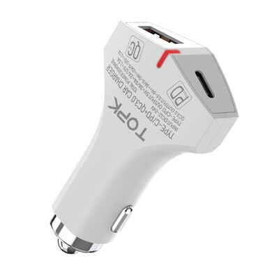 

TOPK PD Quick Charger 30 Car USB Charger for iPhone Samsung S10 Huawei Xiaomi Fast Charging USB PD QC30 USB C Car Charging
