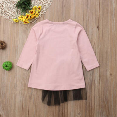 

Autumn Winter Dress Top Newborn Infant Kids Baby Girl Flamingo Dress Tulle Dress