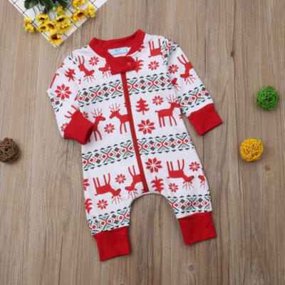 

Newborn Baby Boys Girls Cotton Xmas Zipper Romper Bodysuit Jumpsuit Outfits Set