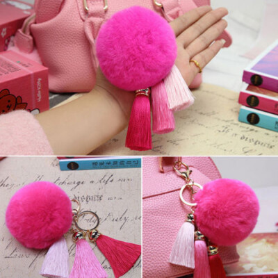 

MyMei Touch Soft Rabbit Fur Ball PomPom Car Cell Phone Pendant Handbag Key Chain Ring