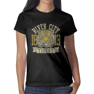 

Tiger Blue Painting Womens Black t Shirts Fashion Womens Ladies Cotton t Shirt