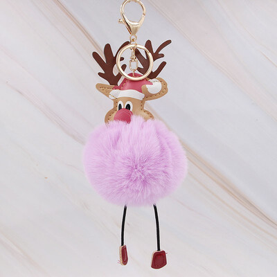 

Cute Christmas Gift Deer Keychain for Women Pom Pom Ball Keychains