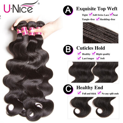 

UNICE HAIR Brazilian Body Wave Human Hair Weave Extensions 100g