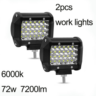 

2pcs 72w 4-Rows LED car Working lights Refit Off-road Vehicle Lamp 4-inch car Roof strip Lights 6000k auxiliary lamp head lights
