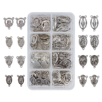 

PH PANDAHALL 80 pcsbox Oval Alloy Chandelier Pendants Charms Components for Jewellery Making