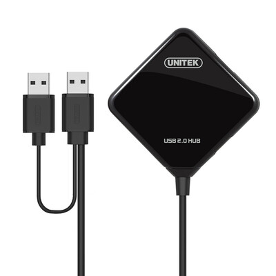 

Превосходство (UNITEK) JD21D9ABK USB2.0 высокоскоростное расширение 4 HUB концентратор 120CM ноутбук / планшетный ПК Универсальный двойной USB-приемник сплиттер черный