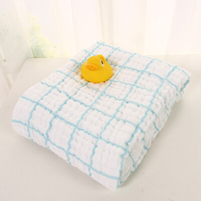 

Weier Beiru (WELLBER) baby elegant ya color 6 layer washed gauze bath towel light blue grid 115 * 115cm