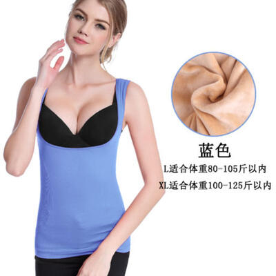 

Winter thermal underwear sleeveless vest female postpartum blue collar plus velvet warm tank top with seamless women camisole