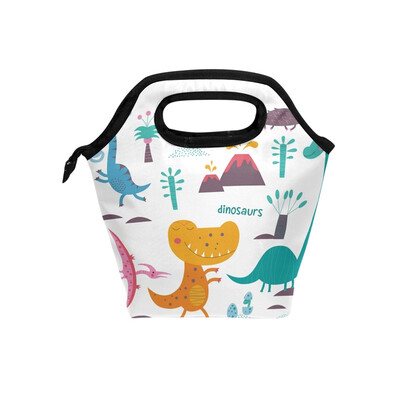 

Cute Dinosaur Lunch Bag Tote Travel Picnic Insulated Handbags Portable Zipper Lunch Bag Box