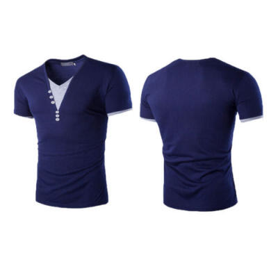 

Mens Short Sleeve T Shirt Slim Fit Casual Blouse Tops Summer Clothing Muscle Tee