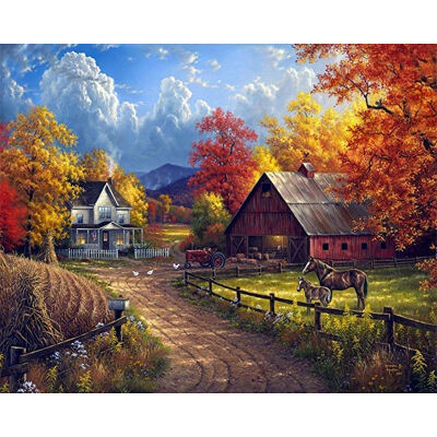 

UpperX Full 5D Diy Diamond Painting Cross Stitch "Village" 3D Diamond Embroidery Rhinestone Mosaic Decor Paintings