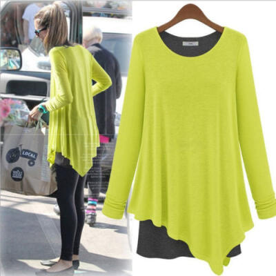 

Womens Stretch Tops Long Sleeve Cotton Tunics Fashion Tee Shirt Loose Blouses