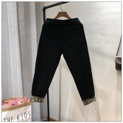 

2018 Korean fashion autumn&winter new pure color jeans thickened casual harem pants N0007