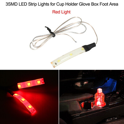 

3SMD LED Strip Lights for Cup Holder Glove Box Foot AreaRed Light