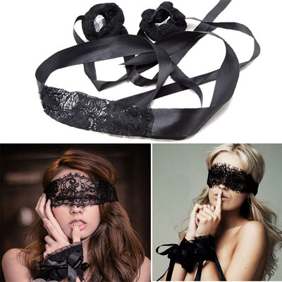 

MyMei Women Foreplay play Sexy Black Lace Costume Party Fancy Eye Face Mask bracelet