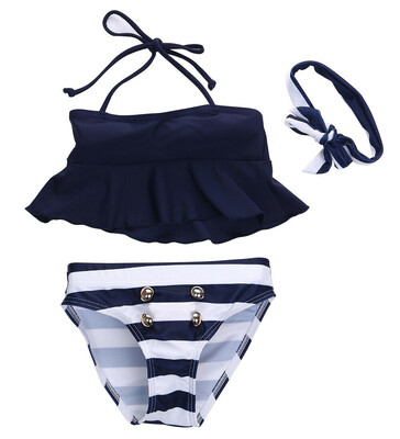 

Kids Baby Girls Bikini Suit Navy Swimsuit Swimwear Bathing Swimming Clothes
