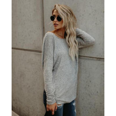 

US STOCK Women Sexy Long Sleeve Twisted Open Back Loose Tops Casual Shirt Blouse