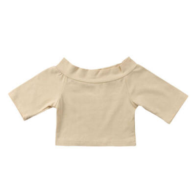 

Newborn Baby Girls Off-shoulder T-shirts Kids Sumemr Stretchy Tops Tees Clothes