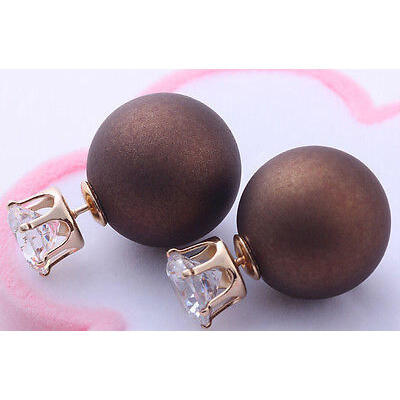 

Womens Striking Zircon Charm Ear Stud Ball Pearl Crystal Earrings 8Colors