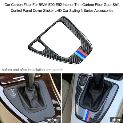 

Car Carbon Fiber For BWM E90 E92 Interior Trim Carbon Fiber Gear Shift Control Panel Cover Sticker LHD Car Styling 3 Series Access