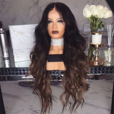 

Women Curly Long Wig Hair Wavy Ombre Blonde Natural Synthetic Full Wigs Costume